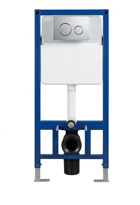 Concealed Cistern and Frame - Glossy SS Round Button (80mm Slim Frame)