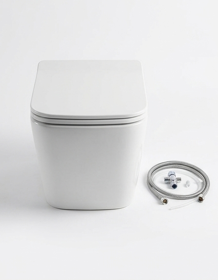 Wall Hung Toilet - SH-006 (Rimless, P-trap 180mm, with Bidet)