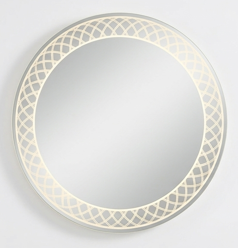 Patterned Frame / Decorative Edge LED Mirror - SH-1136 (3 Colors Light, England Plug, 220V/12W, 4mm)
