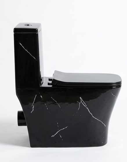 One Piece Toilet - SH-6688BM (P-trap 180mm, Black Marble Pattern)