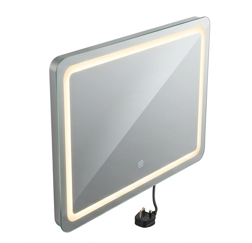 Frameless Rectangular / Curved LED Mirror - SH-1162 (3 Colors Light, England Plug, 220V/12W, 4mm)