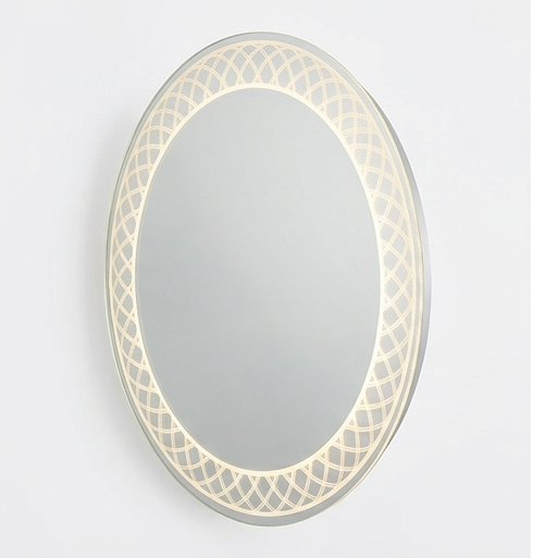 Patterned Frame / Decorative Edge LED Mirror - SH-1136 (3 Colors Light, England Plug, 220V/12W, 4mm)