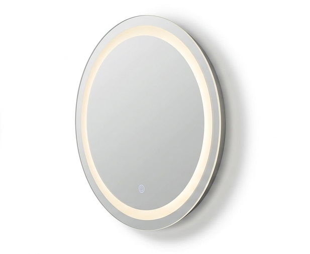 Frameless Round LED Mirror - SH-1176 (3 Colors Light, England Plug, 220V/12W, 4mm)