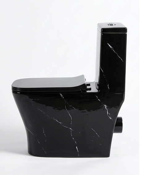 One Piece Toilet - SH-6688BM (P-trap 180mm, Black Marble Pattern)